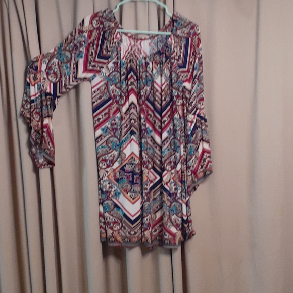 🔥Mixed Print Blouse, Lg. Pants  Navy Blue. OS - Picture 2 of 12